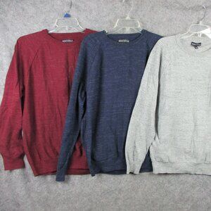 J.Crew Mercantile Raglan Budded Crewneck Sweater Mens Large Blue Red Gray Cotton
